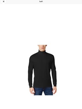Club Room Men's Solid Turtleneck Shirt, Deep Black Size Large  NWT